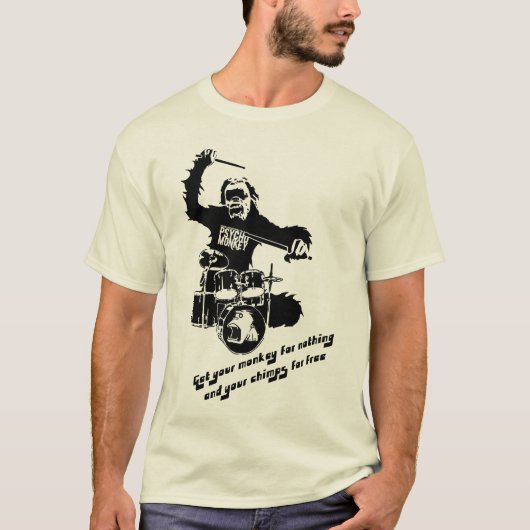T-shirt psychomonkey de singe de tambour (Devant)