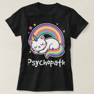 T-shirt Psychopathe Licorne Drôle Arc-en-Ciel Rétro Sarcas