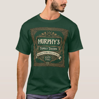T-shirt Pub familial personnalisé de style vintage vert d'