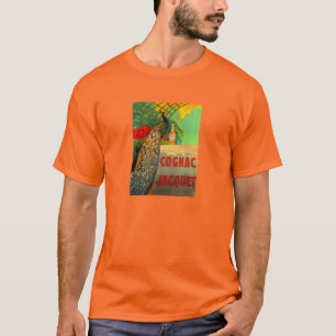 T-shirt Publicité Art Nouveau Cognac avec Paon