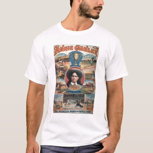 T-shirt Publicité par affichage Annie Oakley comportant (Devant)