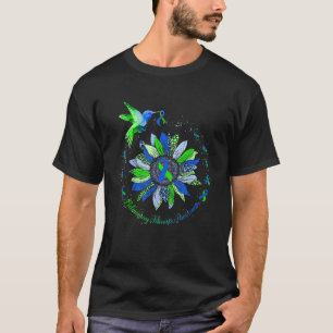 T-shirt Publique à ruban bleu vert de colibri de tournesol
