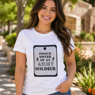 T-shirt Puce d'identité de l'armée de la sœur fière de fem