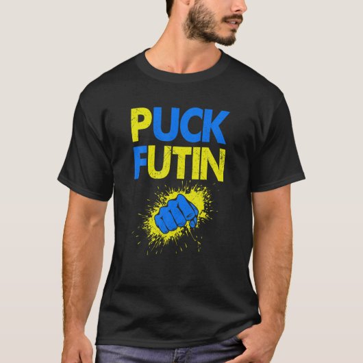 T-shirt Puck Foutine Mème Je Suis Aux Côtés De L'Ukraine A (Devant)