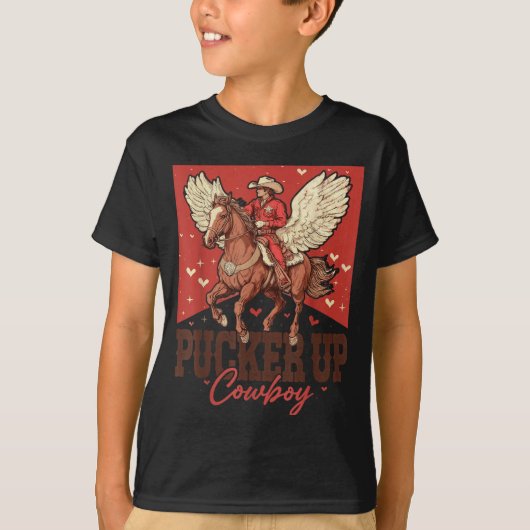 T-shirt Pucker Up Cowboy Funny Western Valentines (Devant)