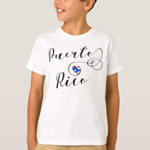 T-shirt Puerto Rica Drapeau Coeur, Porto Rico Design