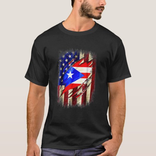 T-shirt Puerto Rico american flag (Devant)