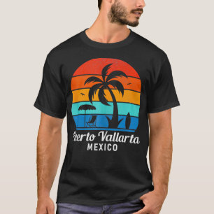 T-shirt Puerto Vallarta Beach Mexico Palm Tree Soleil Vint