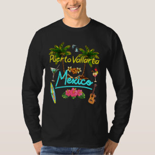 T-shirt Puerto Vallarta Mexico Plage Palm d'été Sun Set P