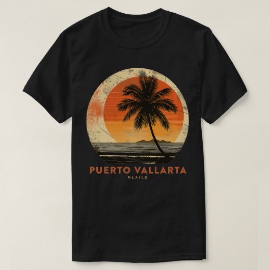 T-shirt Puerto Vallarta Mexique Palm Trees Plage Souvenir  (Design devant)