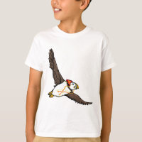 Puffin portant un casquette d'hiver laineux