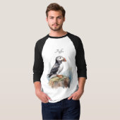 T-shirt Puffin sur une aquarelle rocheuse, personnalisé (Devant entier)