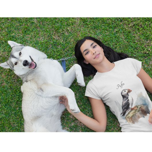 T-shirt Puffin sur une aquarelle rocheuse, personnalisé