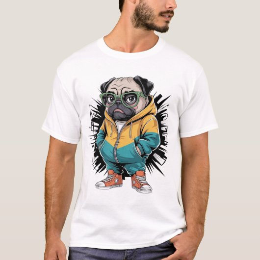 T-shirt Pug à capuche (Devant)