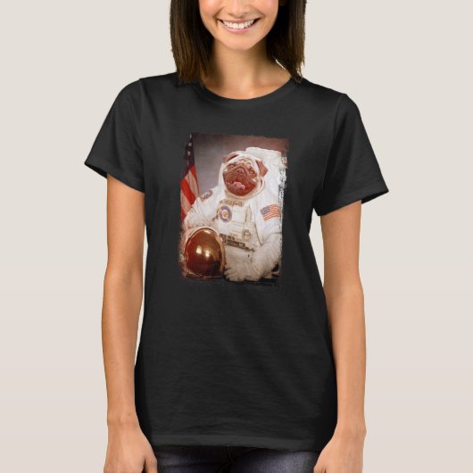 T-shirt Pug Astronaut Moon Space Mission Animal Astronaut (Devant)