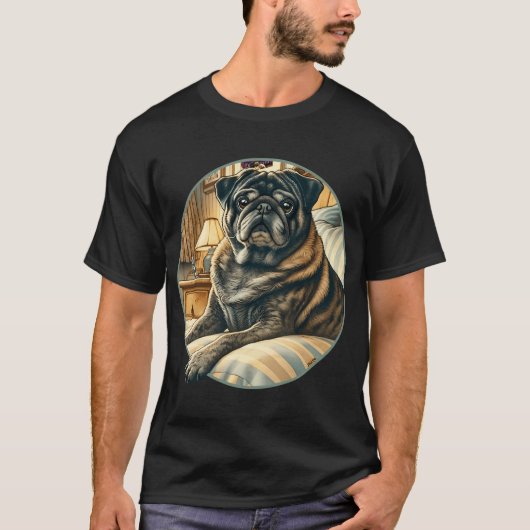 T-shirt Pug bringé (Devant)