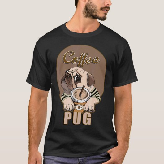 T-shirt Pug café (Devant)