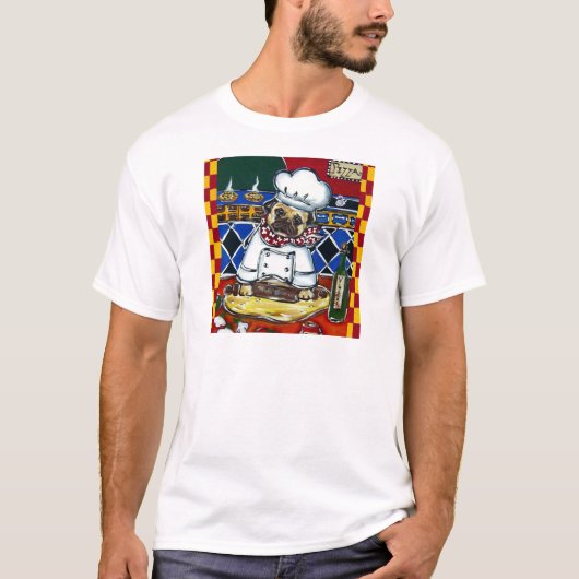 T-shirt Pug Chef Pizza (Devant)