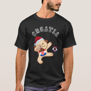 T-shirt Pug Chien de Noël faisant du dabbing Drapeau croat