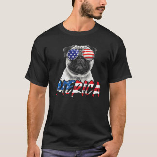 T-shirt Pug chien du 4 juillet Merica drapeau américain pa