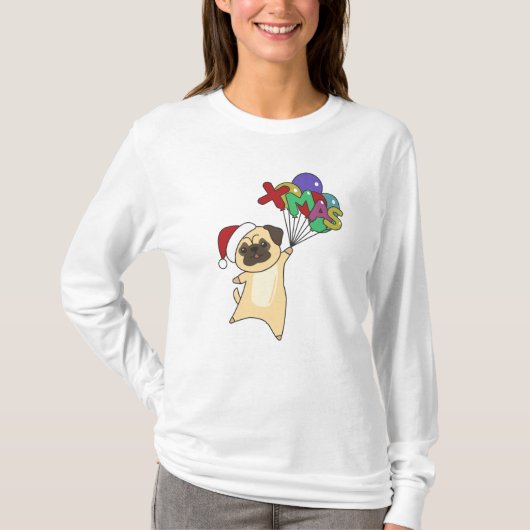 T-shirt Pug Christmas Snow (Devant)