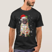 T-shirt Pug Christmas Tree Lights Santa Dog Xmas  Boys Pug (Devant)