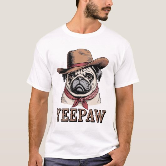 T-shirt Pug Cowboy (Devant)