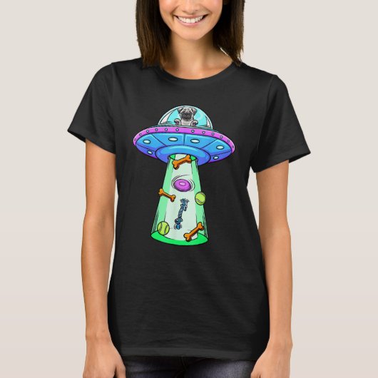 T-shirt Pug Cute Piug Pug UFO Pug Owner Pug Pug (Devant)