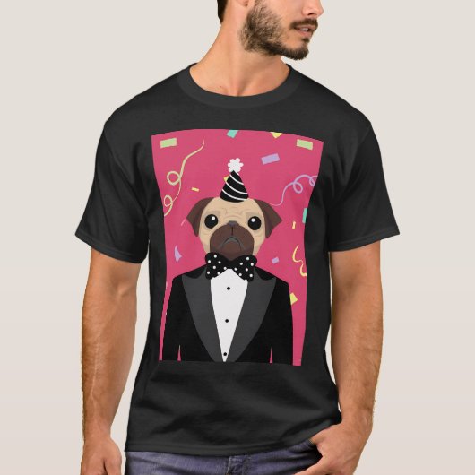 T-shirt Pug de fête (Devant)
