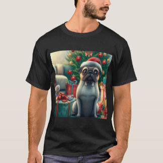 T-shirt pug de Noël