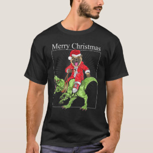 T-shirt Pug de Noël montant un dinosaure drôle de chien de
