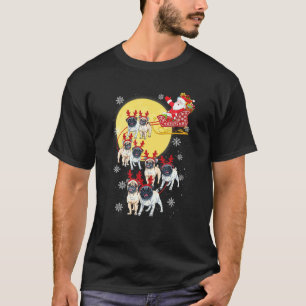 T-shirt Pug de Noël Renne Traîneau Santa Pug