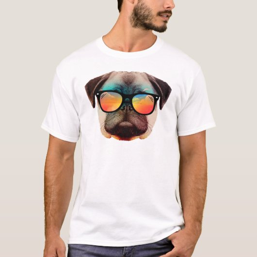 T-shirt Pug de plage (Devant)