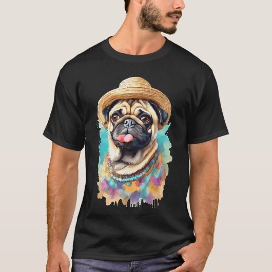 T-shirt Pug de plage (Devant)