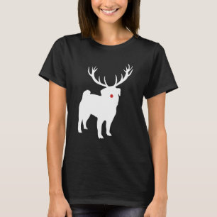 T-shirt Pug Dog Cute Puppy Pet Christmas Reindeer Antlers