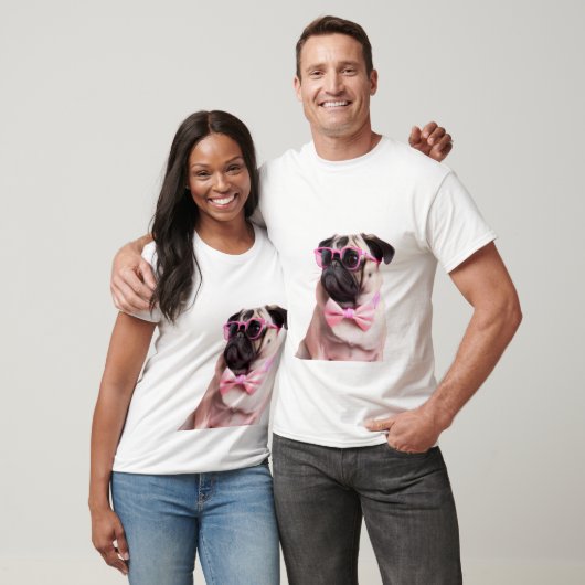 T-shirt pug dog in a bow (Unisexe)