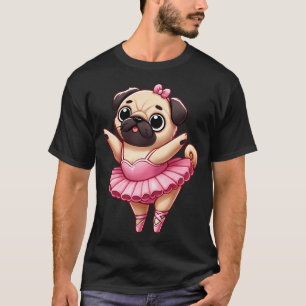 T-shirt Pug Drôle Ballerine Danseuse de Ballet Maman Fille