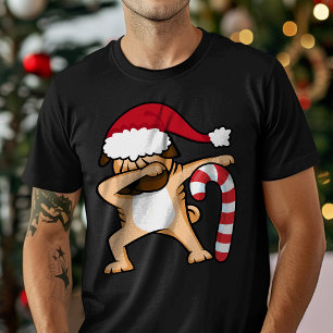 T-shirt Pug faisant le dab avec un chapeau de Noël et une