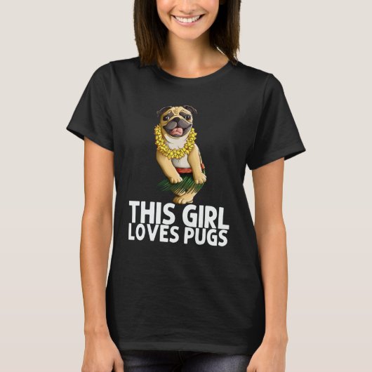 T-shirt Pug For Girls Kids Hula Dancer Aloha Pug 1 (Devant)