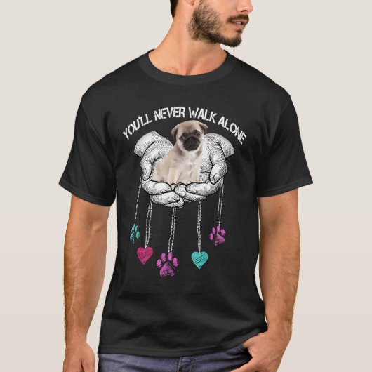 T-shirt Pug jamais seul (Devant)