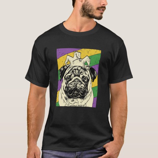 T-shirt Pug Jester Mardi Gras Dog Mom or Dad (Devant)
