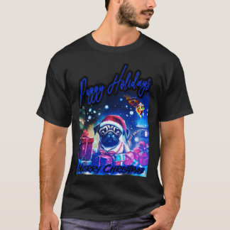 T-shirt Pug JOYEUX NOËL 77 JOYEUX NOËL PUGGY HOLIDA