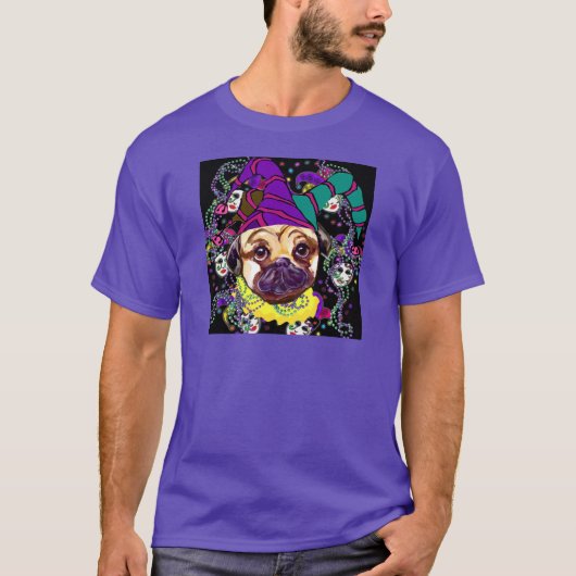 T-SHIRT PUG MARDI GRAS (Devant)