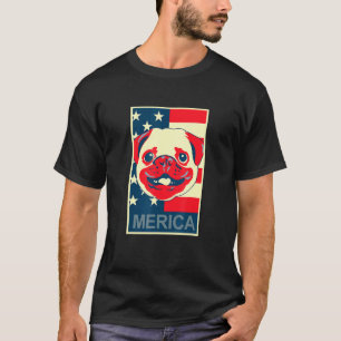T-shirt Pug Merica 4 juillet pour chien chiot