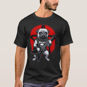 T-shirt Pug Métal Lourd Guitare Rock Chien Amoureux