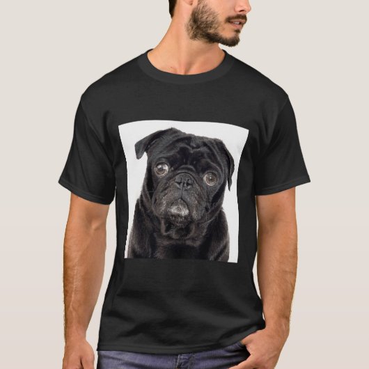 T-shirt Pug Noir Classique 445 (Devant)