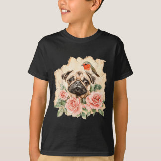 T-shirt Pug oiseau chien mignon pug drôle