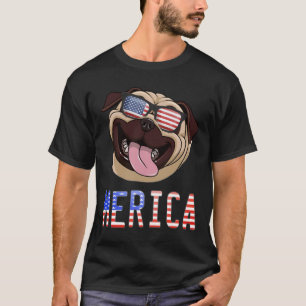 T-shirt Pug - Pug Merica 4 juillet Fête de l'Indépendance