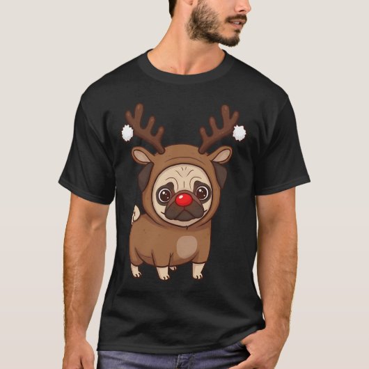 T-shirt Pug Renne Chouette (Devant)