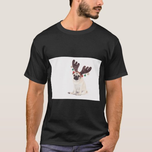 T-shirt Pug Renne Santa (Devant)